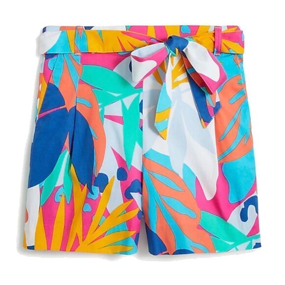 Tropical Print Tie Waist Shorts - Picture 1 of 1